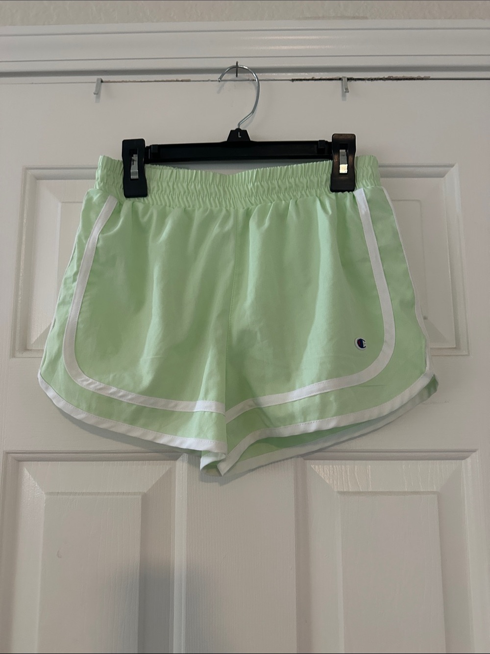 Champion Women's Light Mint Athletic Shorts with White Trim